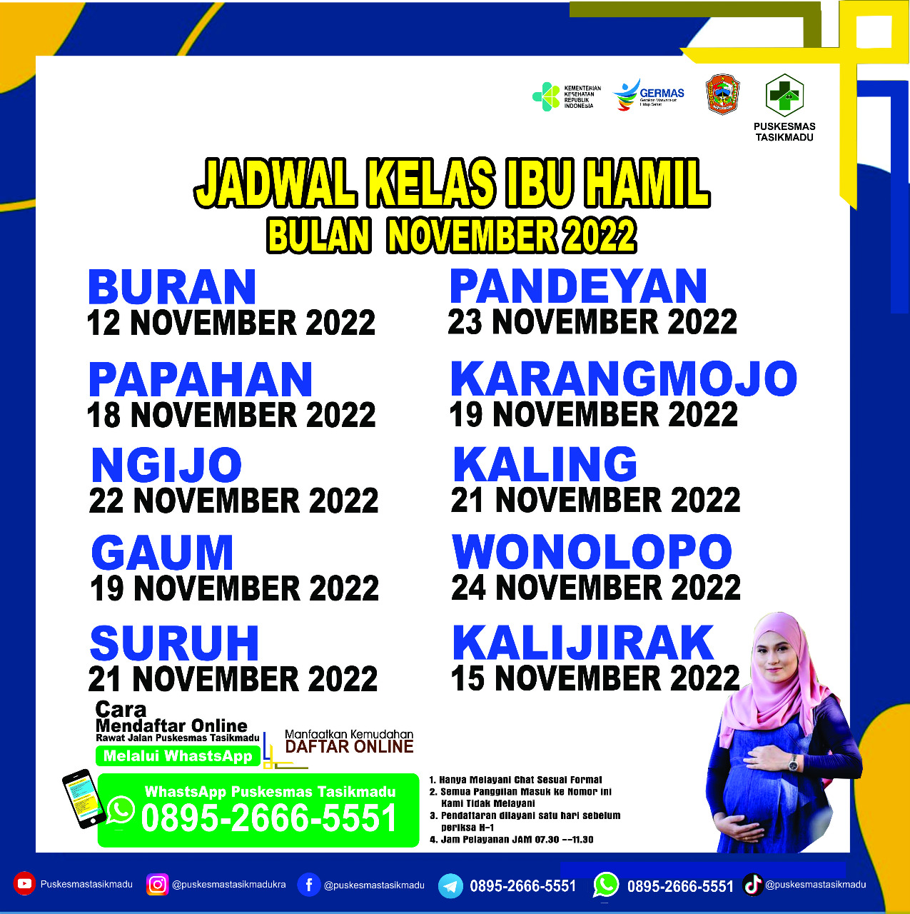 JADWAL KELAS HAMIL NOVEMBER