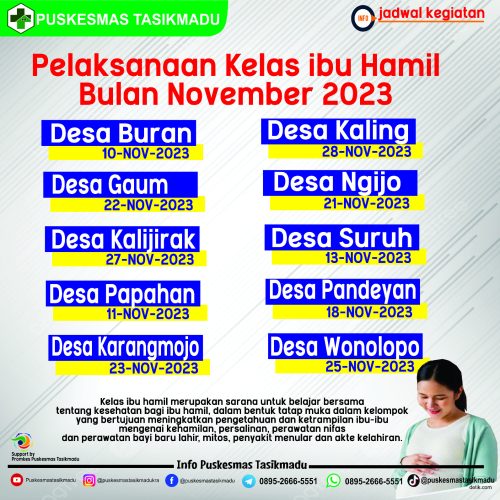 JADWAL KEGIATAN KELAS IBU HAMIL NOVEMBER 2023