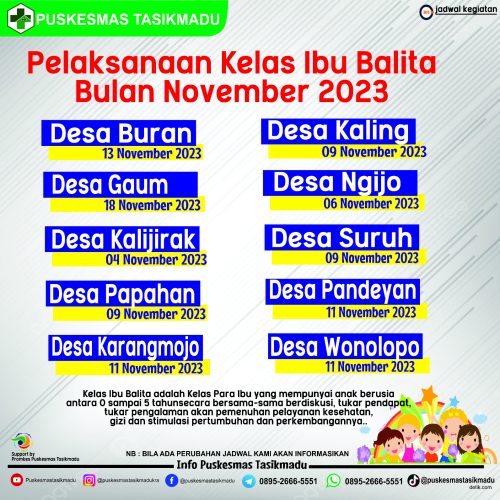 JADWAL KEGIATAN KELAS BALITA NOVEMBER 2023