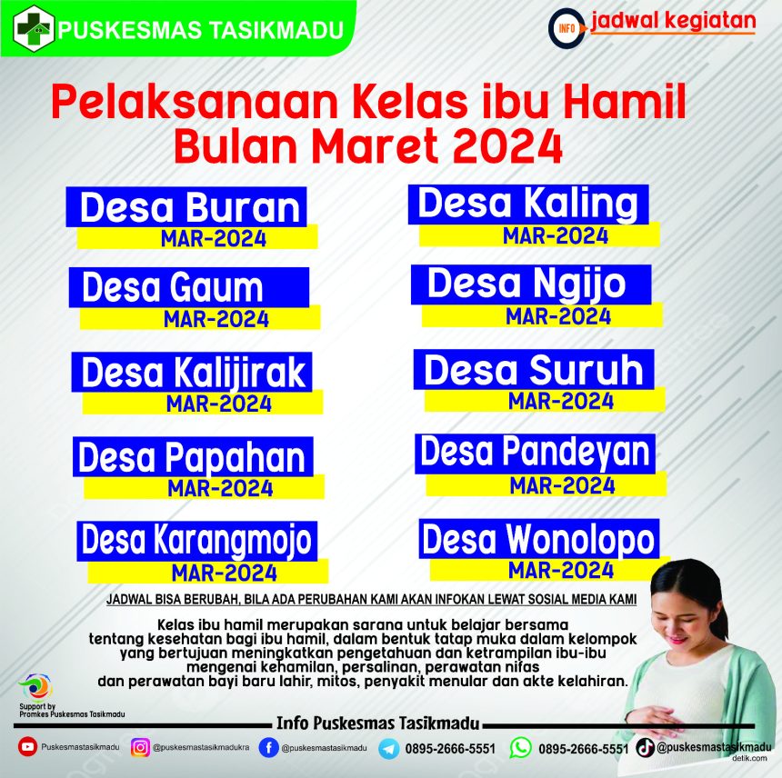 JADWAL KELAS IBU HAMIL MARET 2024