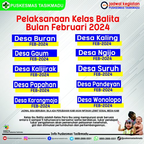 JADWAL KEGIATAN KELAS IBU HAMIL FEBRUARI 2024