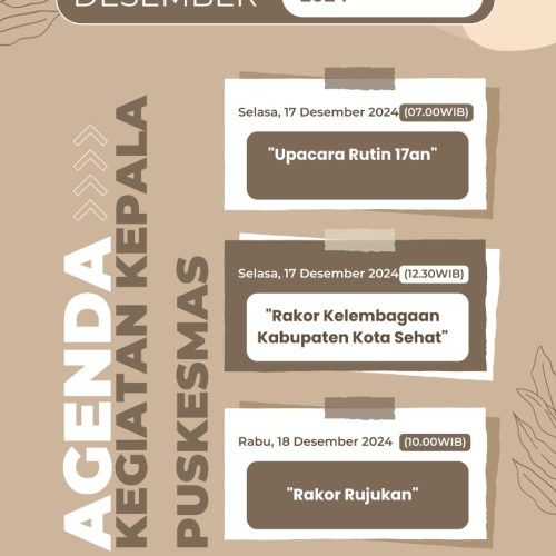 AGENDA KEGIATAN KEPALA PUSKESMAS