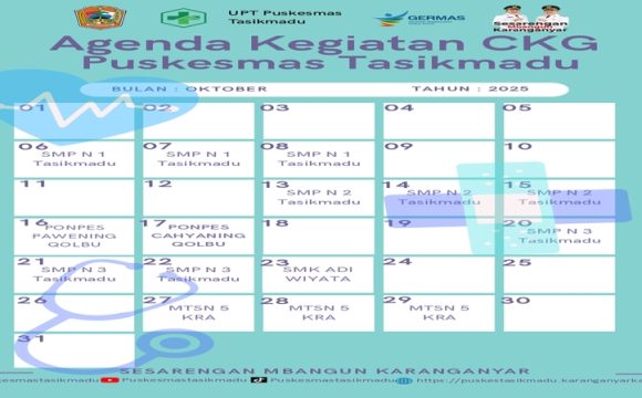 AGENDA KEGIATAN CKG BULAN OKTOBER